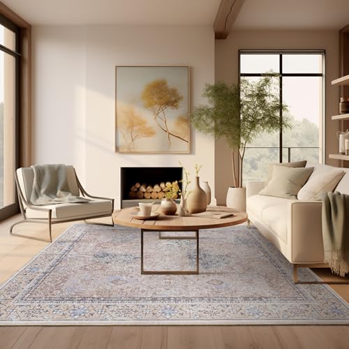 Tapete Ashler Boho Vintage 5x7 Beige Antideslizante miniatura 3