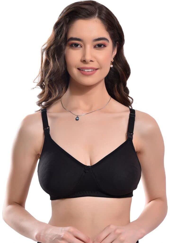 BF BODY FIGURE MTRNITY-Bra Women Full Coverage Non Padded Bra (Black) - Full Support Regular Cotton Bra for Women & Girl, Non-Wired, Wirefree, Adjustable Straps, Anti Bacterial-image-29