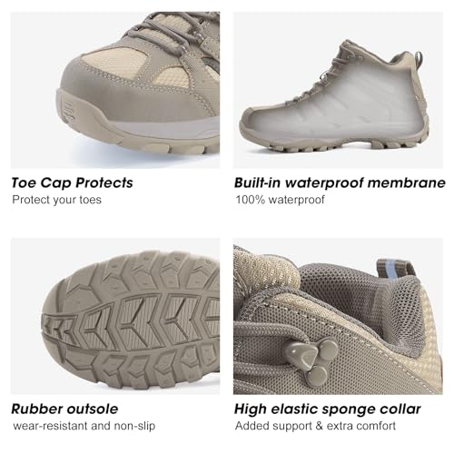 Men's Waterproof Slip Resistant Hiking Boots Outdoor Trail Trekking Camping Casual Walking Hunting Shoes mountaineering backpacking Travel Mid Ankle Lace up2