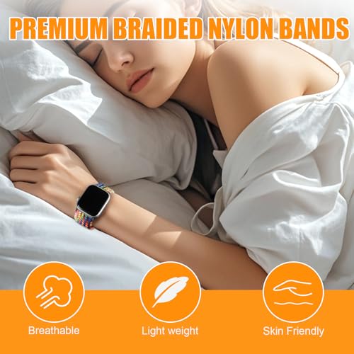 Magnetic Braided Stretchy Loop - Compatible with Apple Watch Band 42mm 46mm 40mm 41mm 44mm 45mm 38mm Ultra/2 49mm Women Men,Elastic Woven Fabric Nylon Strap for iWatch Ultra Series 10 9 8 7 6 5 4 3 SE - Image 6