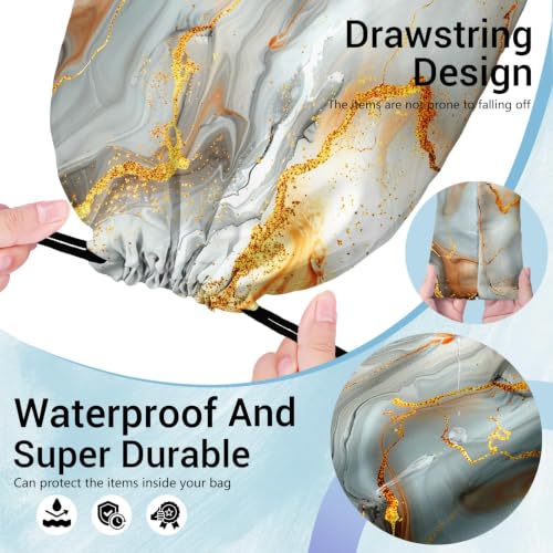 Image of Marble Grey Gymnastics Grip Bag Small Drawstring Gym Bag Outdoor Storage