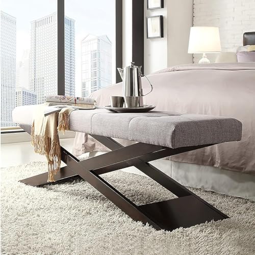 Banc d'appoint moderne avec base en métal robuste et assise premium en lin