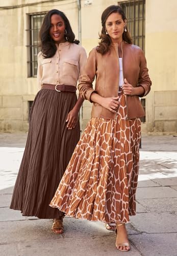 Jessica London Women's Plus Size Elastic Waist Cotton Flowing Maxi Crinkled Skirt2