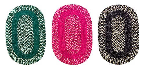 Image of Cotton Oval Door mats|Handmade Cotton Doormat | Quick Dry, Washable Door Mat for Home, Bathroom & Bedroom (33X53 CM)(G-P-C)