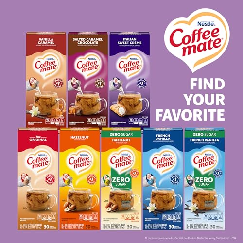 Image of Nestle Coffee mate Coffee Creamer, Italian Sweet Creme, Liquid Creamer Singles, Non Dairy, No Refrigeration, 0.375 fl oz Tubs (Pack of 200)