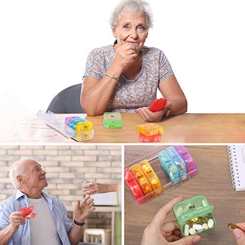 Daviky Weekly Pill Organizer 2 Times a Day, Am Pm Pill Organizer 7 Day, Large Travel Vitamin Pill Box Twice a Day, Daily Supplement Organizer Pill Container Dispenser Big Medication Case