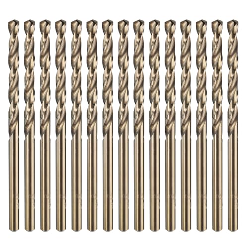 sourcing map 15pcs M35 Cobalt Twist Drill Bit Set 3.5mm Dia High-Speed Steel Metric Drill Bits 70mm Overall Length for Drilling Cutting Through Hard Metals Stainless Steel