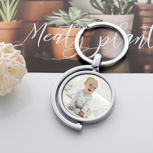 Generic Personalized Custom Keychain With Picture - Turnable Double Sided Colorful Photo Key Chains Memorial Gifts For Family Lover thumb #4