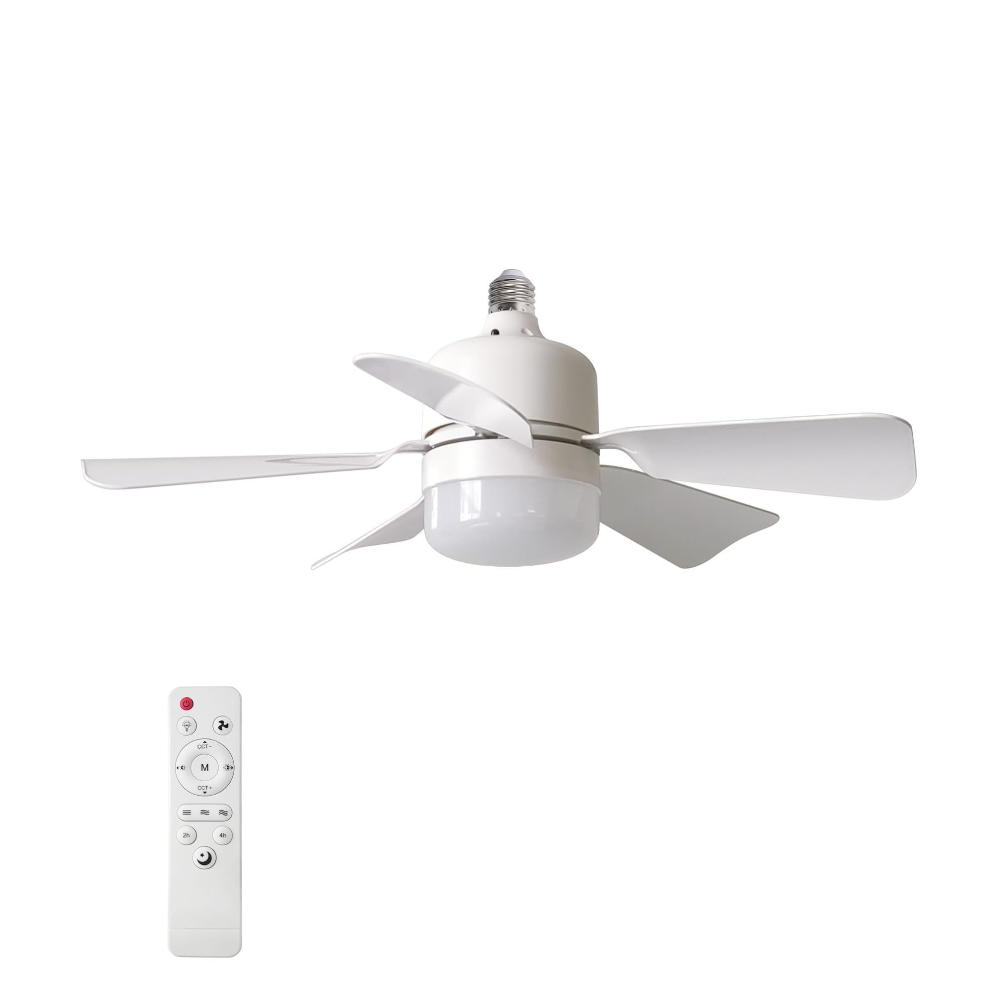 Ceiling Fans with Lights and Remote Control, E27 Ceiling Lights with Fan RC Timing, 3 Speeds 3 Colors (3000-6500K) LED Ceiling Light for Bedroom,Living Room Kitchen, Living Room (White)