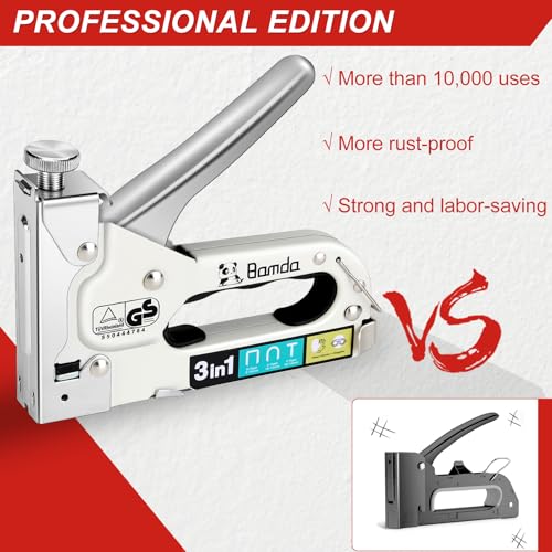Bamda Staple Gun with 1200 Staples - 3 in 1 Staple Gun Heavy Duty for Wood , Adjustable strength and Durable, Manual Staples for Wall, Cable Tacking, Decoration DIY, Nail Guns for Wood 3 Bamda Staple Gun with 1200 Staples - 3 in 1 Staple Gun Heavy Duty for Wood , Adjustable strength and Durable, Manual Staples for Wall, Cable Tacking, Decoration DIY, Nail Guns for Wood - Image 3