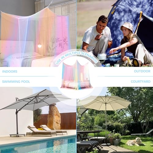 ACTOYS Mückennetz Bett XXL, Moskitonetz Reise Outdoor, Moskitonetz Doppelbett Einzelbett, Betthimmel Rechteckig, Mosquito Net Bed, Himmelbett Vorhänge-2.2x2x2M (Bunt, Eintürig)