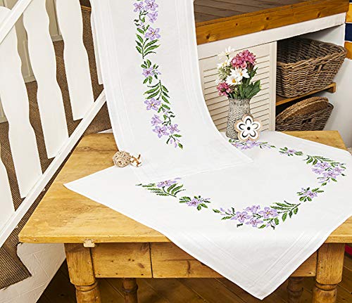 Kamaca Kit de punto de cruz con diseño de lirios para mantel...