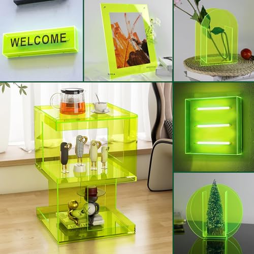 Image of Green Acrylic Sheet 12 inch x 16 inch x 1 /8 inch, 2 Pack UU&FIL Fluorescent Colored Cast Plexiglass Sheets for Laser Cutting, DIY Display Projects, Wall Decor, Signs, Crafts, Easy to Cut and Engrave