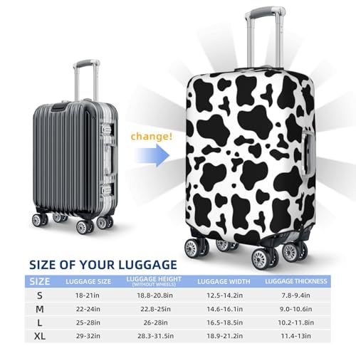 Black White Milk Cow Spots Print Luggage Cover, Protective Washable Suitcase Cover - Travel High Elastic Fibers Suitcase Protector Fits Large3