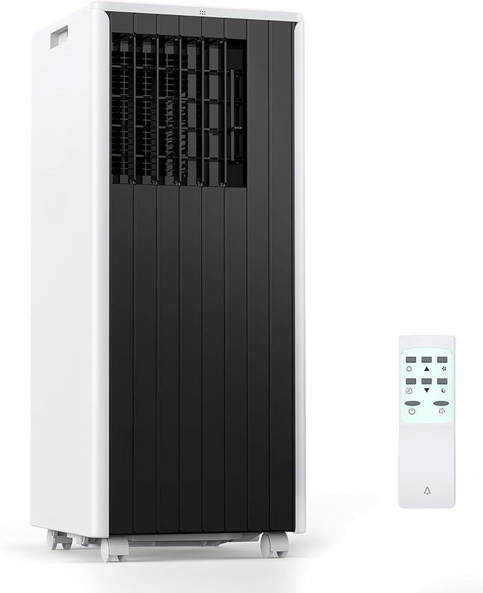 8000 BTU Portable Air Conditioner, 3-In-1 Cooling, Dehumidifier & Fan for 350 Sq. Ft Rooms, Standing Air Conditioner with Quiet Operation, 24H Timer, Sleep Mode, Remote & Window Kit, Reusable Filter