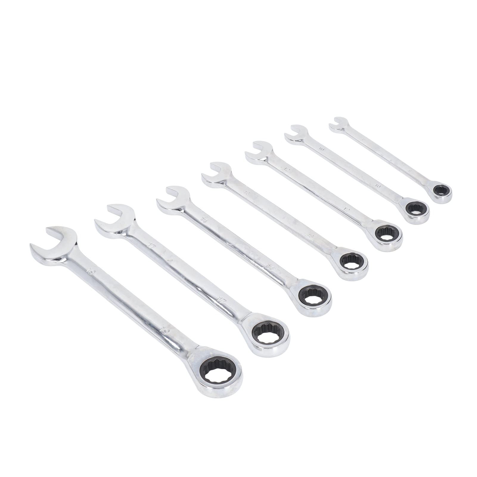 Jeu de 7 clés à cliquet à tête fixe, Kit de clés à cliquet combinées robustes et résistantes à l'usure, polies fines, pour les professionnels de la réparation automobile et de