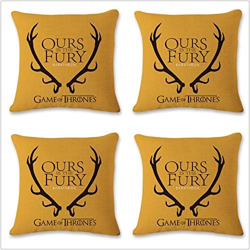 Purple GO2 18" Square Game of Thrones Cotton Linen Home Decorative Throw Pillow Case Cushion Cover (45cm45cm) 4 Pack Bundle(b)