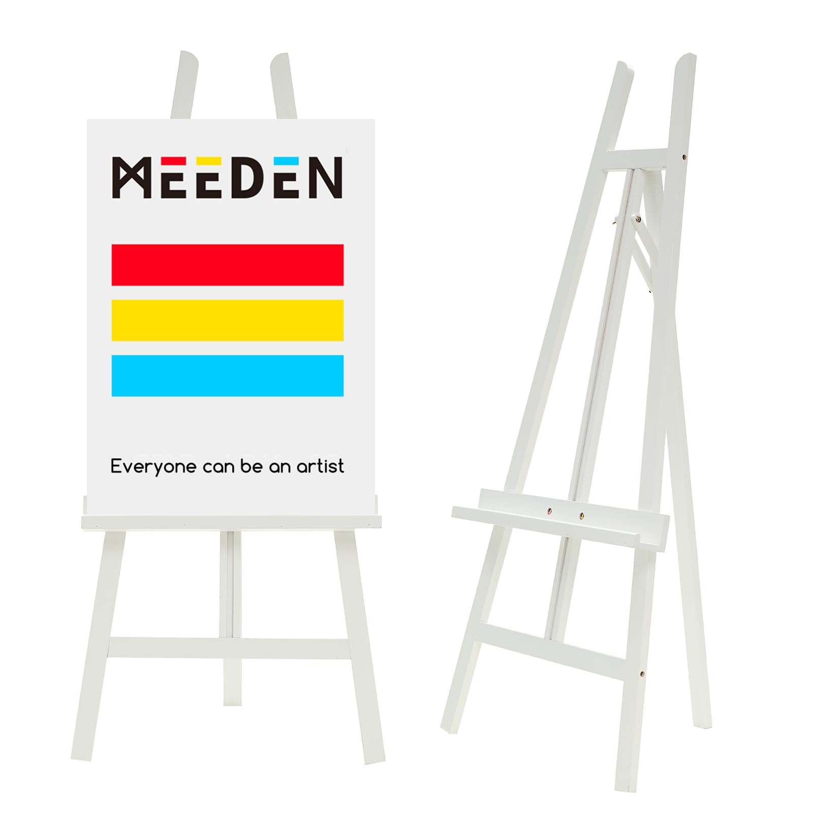 MEEDEN Chevalet Bois de Présentoir - Chevalets Peinture Art de Plancher en Hêtre Réglables pour Peinture, Maintien Toile Jusqu’à 152,4 cm - Idéal pour Artiste, Adultes Toile, Dessin- Milieu