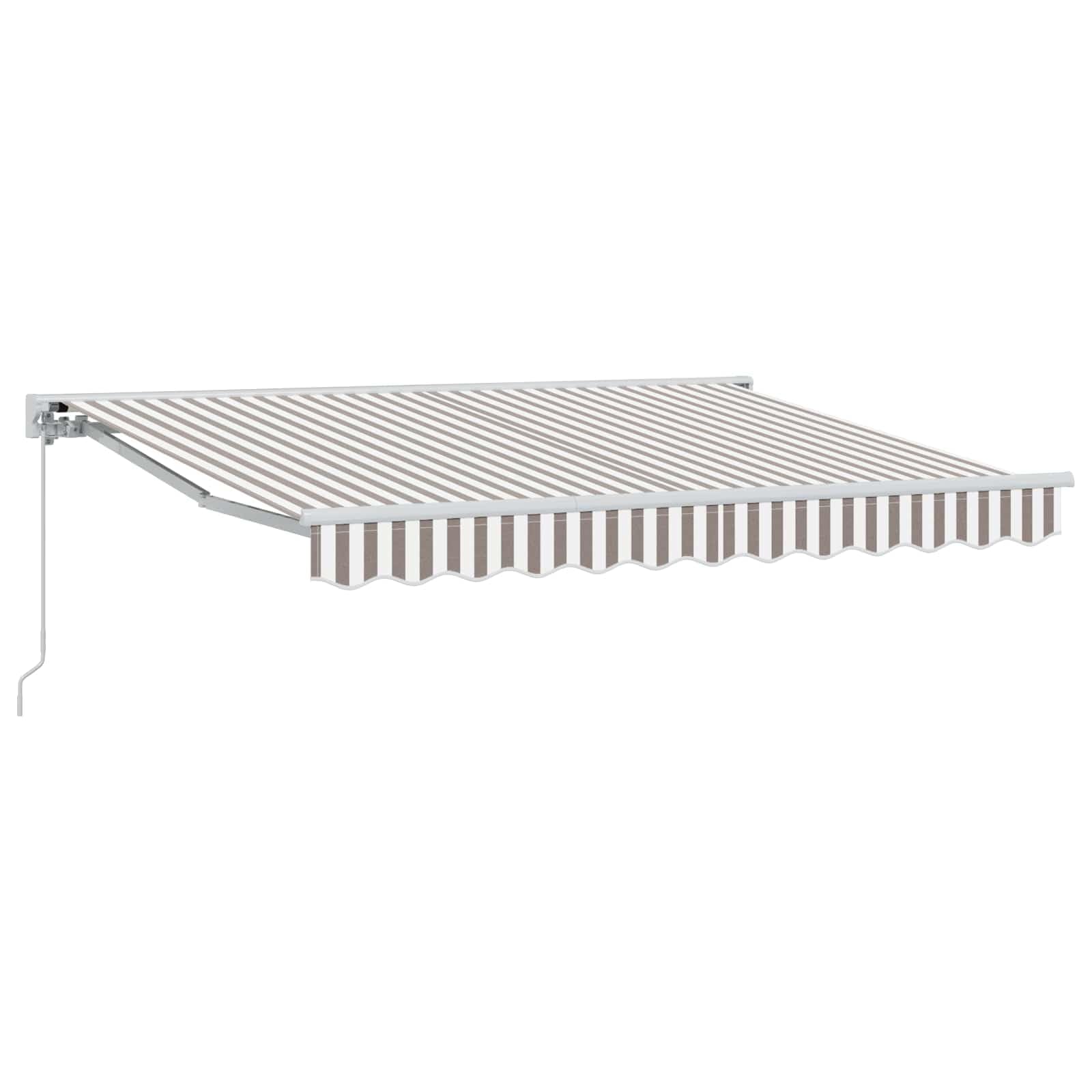 Tenda da sole retrattile, con braccio snodato, grigio chiaro, bianco, 3,5 x 2 m | Tenda parasole flessibile per terrazza e balcone: tenda parasole da parete con manovella da 165 cm in metallo resistente.