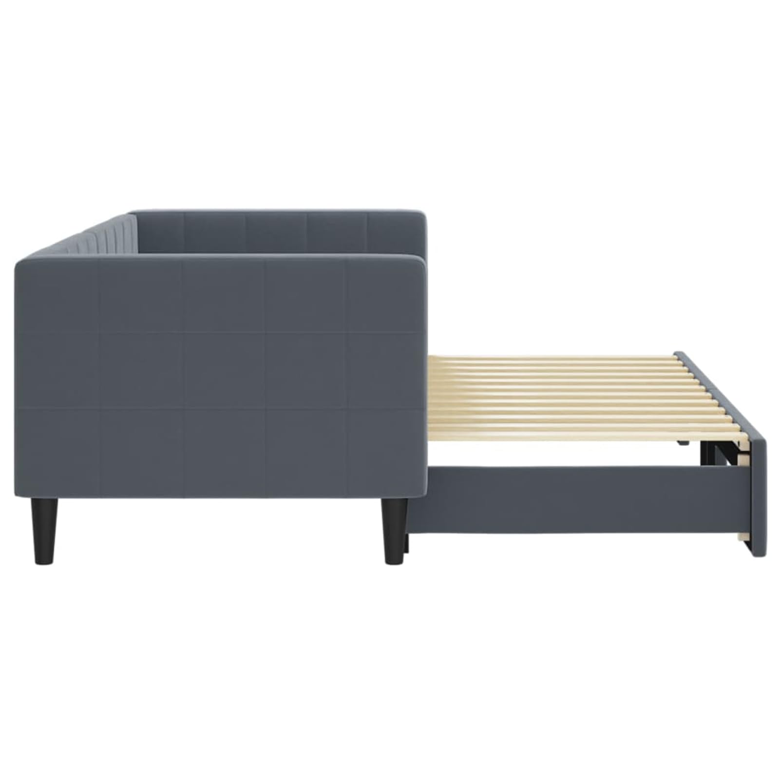 ATOMSTACK MAKER Divano letto pieghevole 2 in 1, divano quotidiano grigio scuro in velluto (223 x 90 x 68 cm), convertibile in letto matrimoniale (223 x 172,5 cm), struttura in legno e metallo, ideale