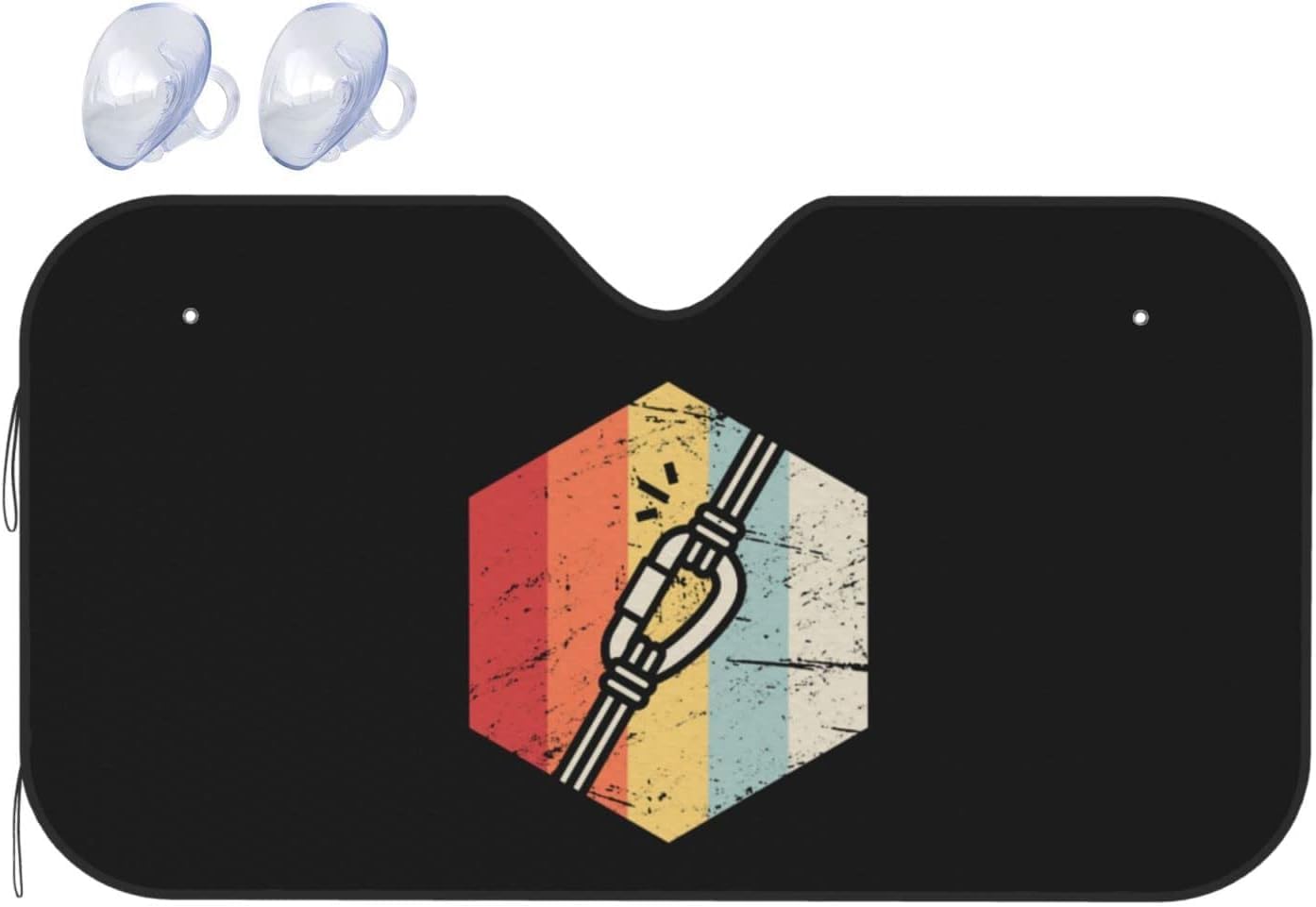Retro Vintage 70s Rock Climbing Icon Car Windshield Sun Shade Keep Your Vehicle Cool, for SUV Cars Trucks Universal Sun Shade