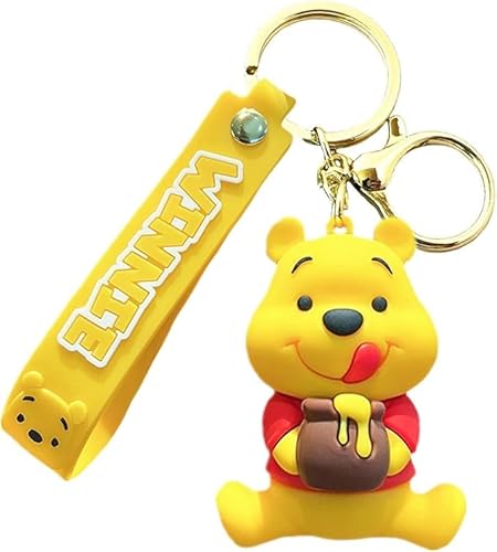 Backpack Winnie Cartoon Pooh Bear 3D Character Figure Silicone Charm Keychain