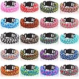 OBANGONG 20 Pcs Paracord Bracelet Survival Camo Tactical Bracelet Braided Parachute Cord Emergency Bracelets for Teen Boys Camping Party Favors Military Gear Army Theme Gifts