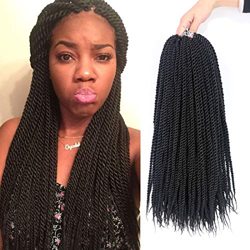 Liyate 8 Packs Senegalese Twist Crochet Hair Braids 18 Inch Crochet Hair Braiding 20 Strands/Pack Small Havana Mambo Twist Synthetic Hair Extensions for Women (1B#)