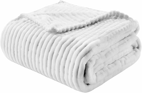 White Throw Blanket for Couch Bed, Modern Solid Color Soft Cozy Fleece Blanket for Women Men, Classic Luxury Pure White Blankets Throws Home Sofa Living Room Decor Christmas Fall Gifts 50"x60"