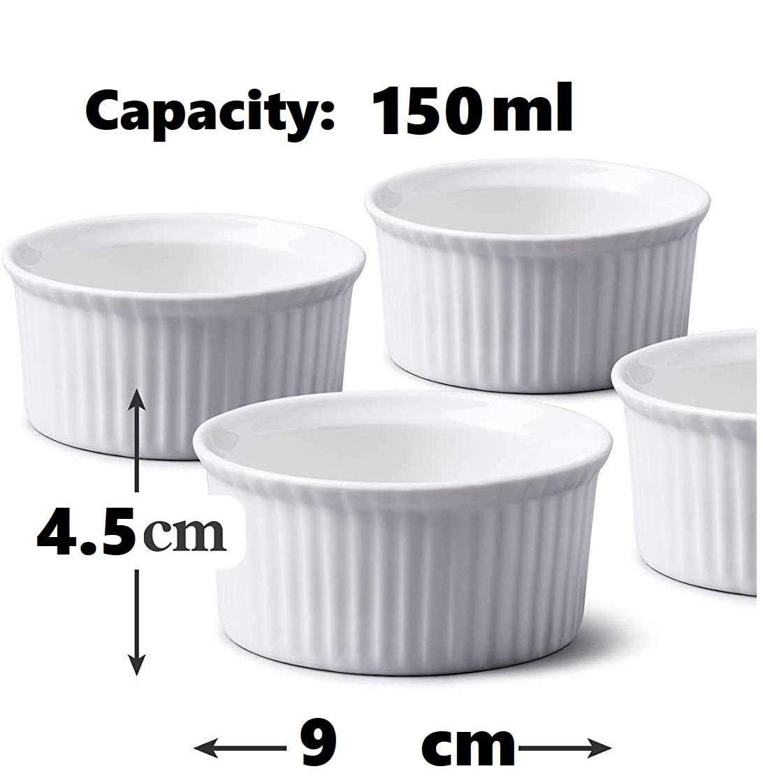 Mirakii White Bone China Ramekin Bowl    150 ml set of 6, For Baking cupcakes, choco lava cake, muffin, creme brulee, souffle dishes. - Image 3 thumbnail