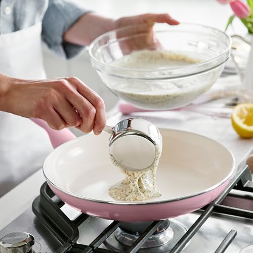 Image of GreenPan Rio Hard Anodized Healthy Ceramic Nonstick, 7 inch 9.5 inch and 11 inch 3 Piece Frying Pan Skillet Set, Soft Grip Handle, PFAS-Free, Dishwasher Safe, Oven Safe, Pink
