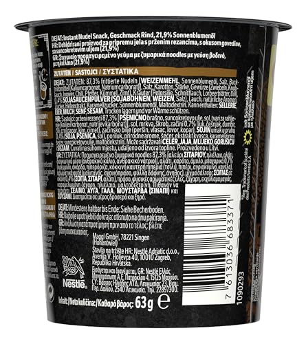 MAGGI Magic Asia Noodle Cup Beef, leckeres Fertiggericht in Brühe mit Rind-Geschmack und Gemüse im praktischen Becher, 8er Pack (8 x 63g) 5