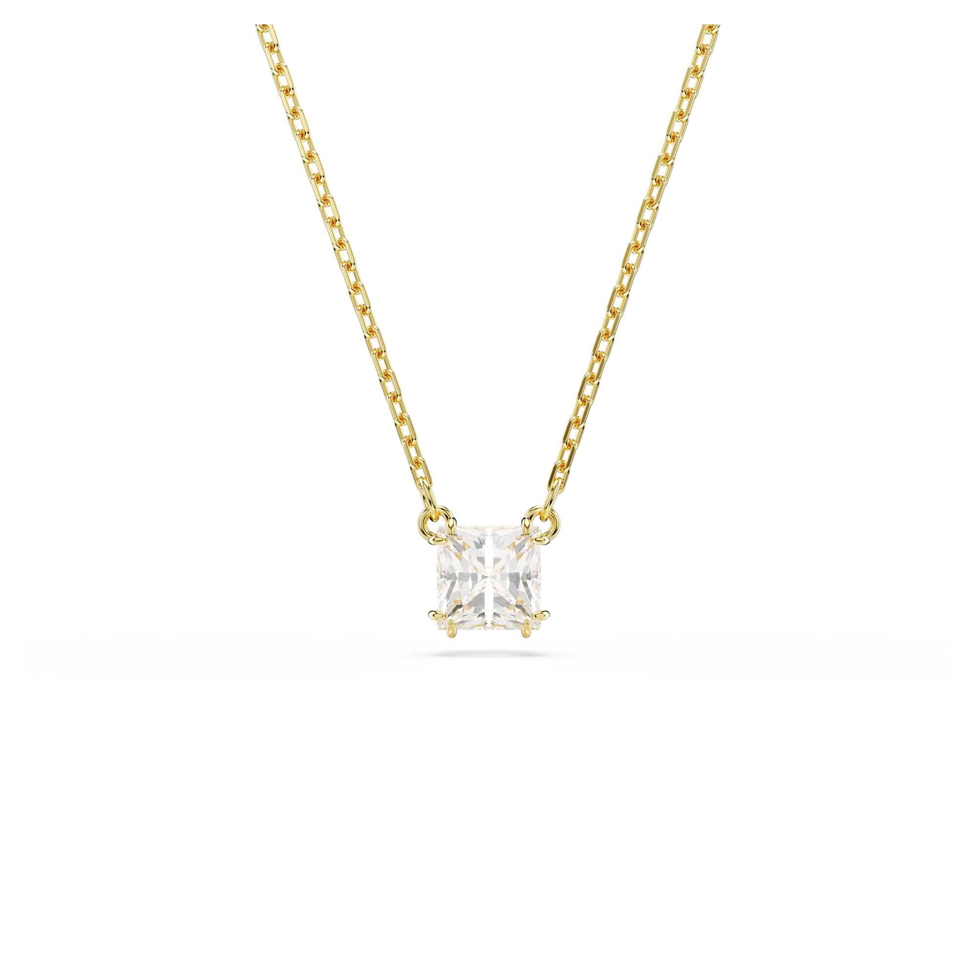 Swarovski Women's Gold Stilla Tone Plated White Square Necklace 5693153 45Cm