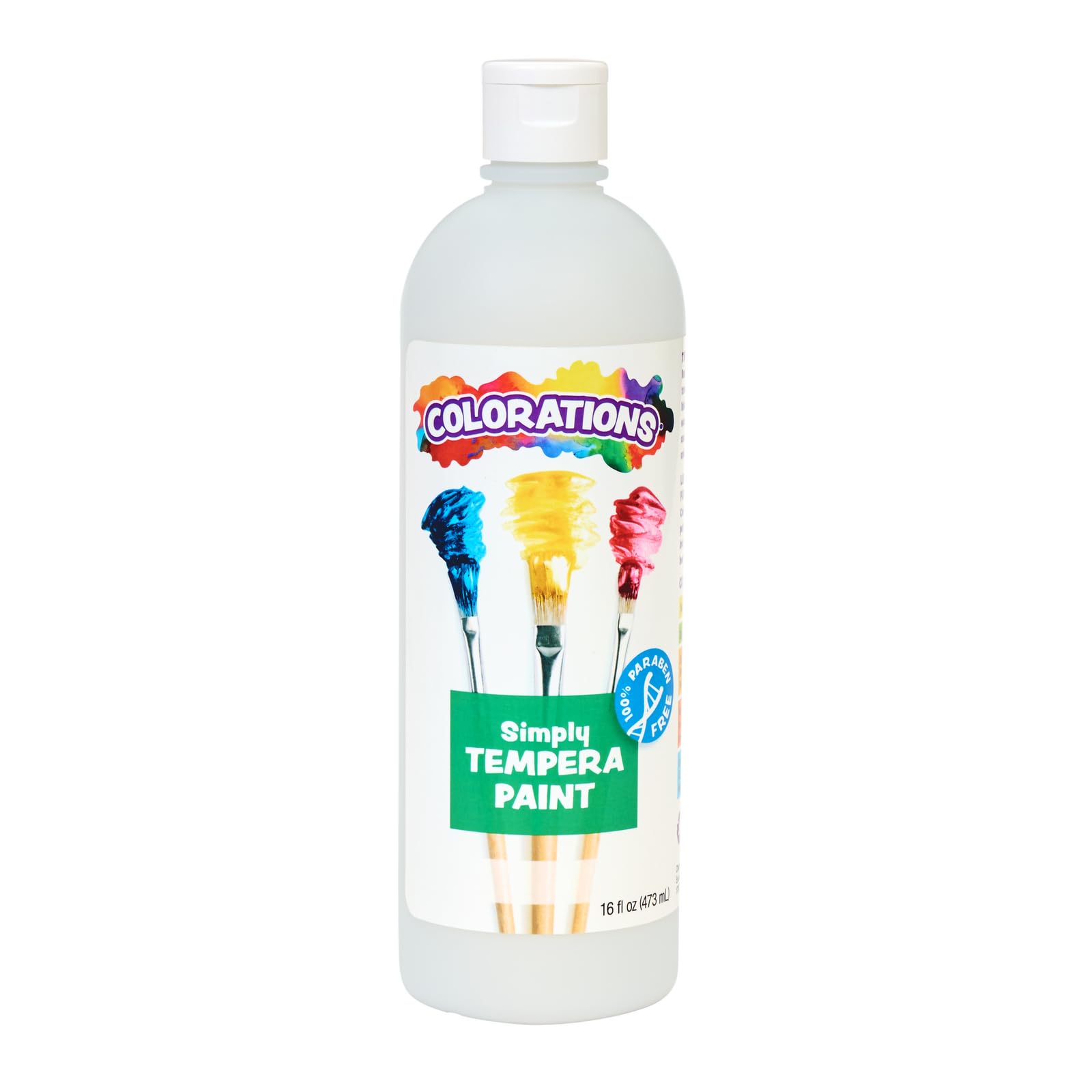 Colorations Paraben-Free Tempera Paint for Kids - White, 16 Ounce Bottle, Non-Toxic and Made in The USA