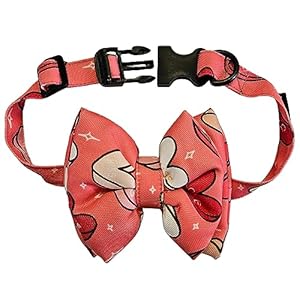 All For Fur Dog Bow Tie | Adjustable Collar Strap with D-Ring | Luxury Pet Accessories | Lightweight & Comfortable Bowtie for Dogs | Bow for Small Dogs | Pink Hearts