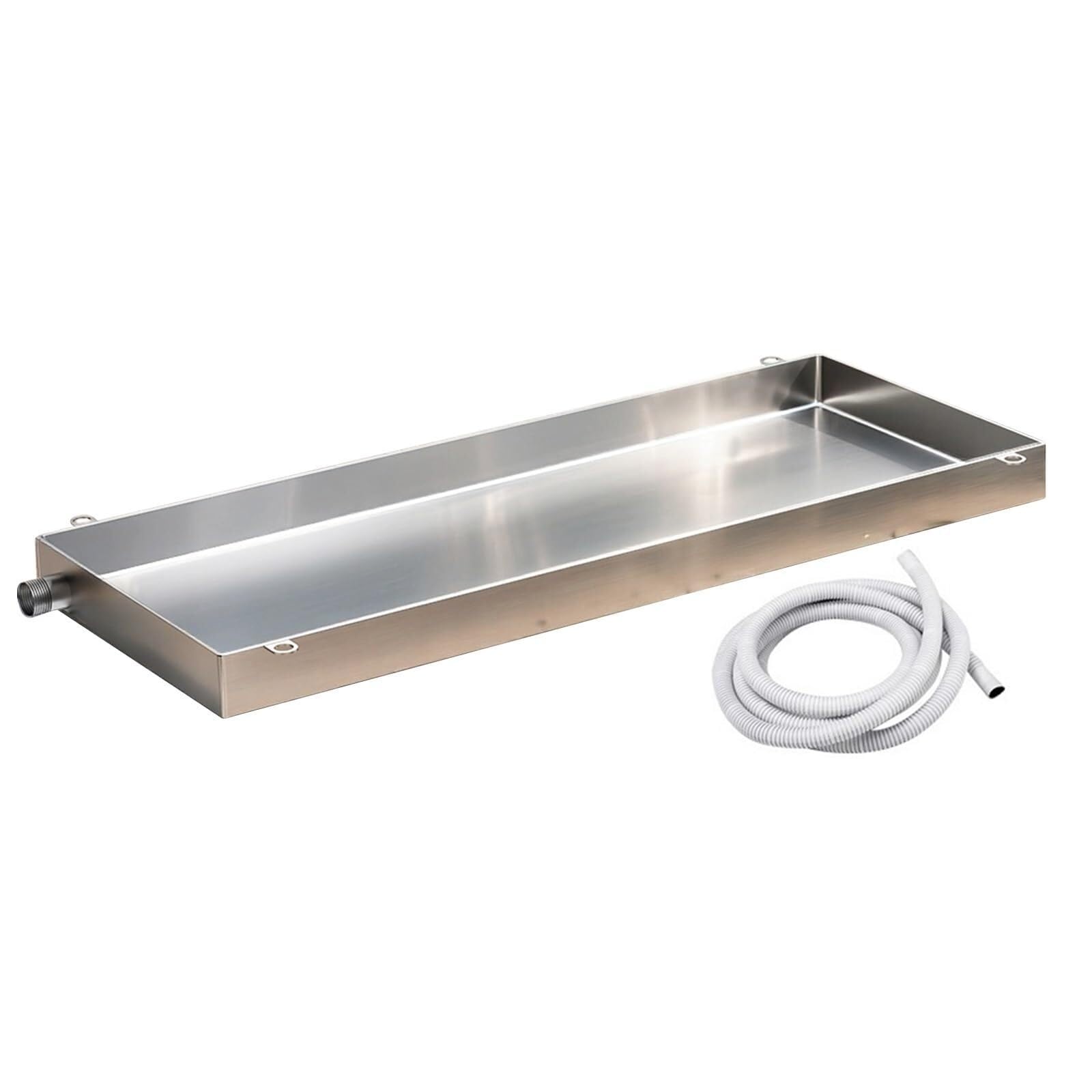 Vassoio Raccogli Gocce Climatizzatore In Acciaio Inox Con Tubo Di Scarico,Vasca Di Drenaggio Condensa Universale Per Unità Esterne Climatizzatore,HVAC,Sistemi Split,Vassoio Raccogli(40x30cm(16x12in))