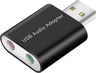 USB Audio Adapter External Stereo Sound Adapter Aluminum with 3.5mm Speaker/Headphone and Microphone Jacks Compatible For Windows and Mac, Plug and Play, No drivers Needed