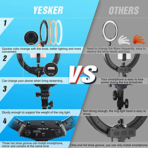 Ring Light 18 Inch 65W LED Ringlight Kit with Tripod Stand with Phone Holder Adjustable Color Temperature Circle MUA Lighting for Camera for Vlog, Makeup, Video Shooting, Selfie