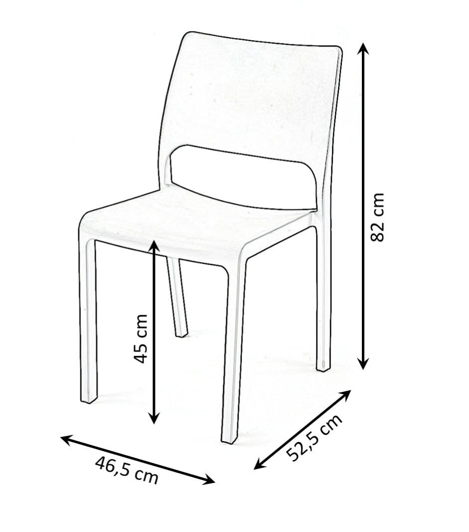 METRO Professional Gartenstuhl Breva, Polypropylen, 46.5 x 52.5 x 82 cm, Stapelbar, Wetterfest, 130 kg Tragkraft, Anthrazit