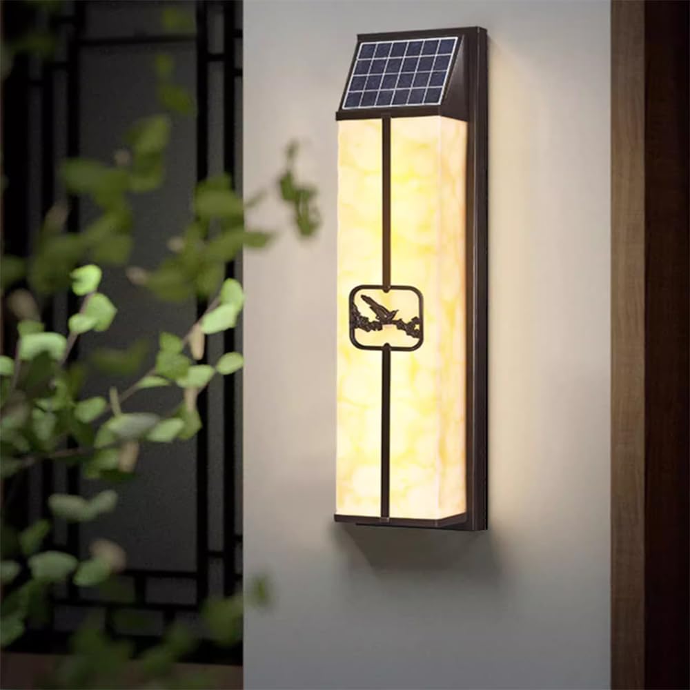 SMCCYYSD Contemporary Solar Outdoor Wall Lamp Simplicity Waterproof Balcony Hallway Courtyard Villa Gate Hotel Garden Enclosing (9244B H60CM Solar)