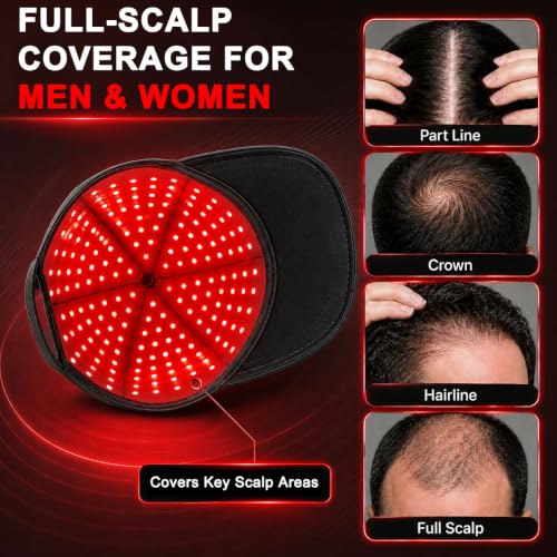 Image of Red Light Therapy for Hair Growth,528 Total Light Emitters,Full-Scalp Coverage,Laser Hair Growth Cap for Men & Women,Black