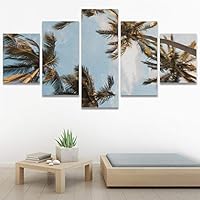 SIGNWIN 5 Panel Canvas Wall Art Tree Against Sky III for Home Decorations Ready to Hang - 60