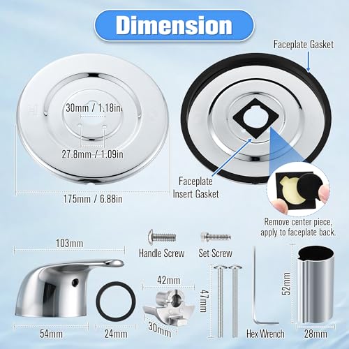 Image of Enhon Tub and Shower Trim Kit, Shower Trim Compatible with Moen Chateau TL470 Single Handle Tub /Shower Standard Valve, Escutcheon Screws Tube and Handle(Chrome, Lever)