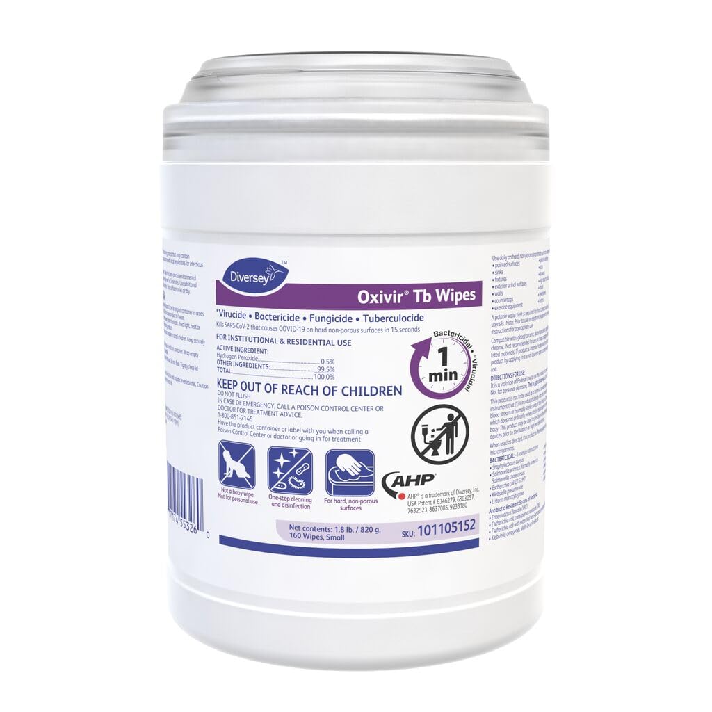 Oxivir Diversey Tb Disinfectant Wipes, Canister, Small, 160 Count