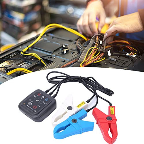 Large Caliber Non, 3 Phase Sequence Detection Meter with Magnet, Clear Sound and Light, More Sensitive Clamp, Power Saving, Scientific Appearance for Field Test, Compact Size,