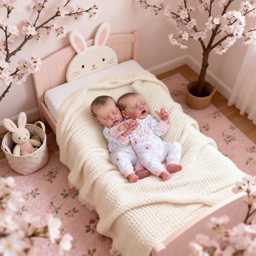 Realistische Reborn Babypuppen Zwillinge Mädchen 18 Zoll Real Life Babypuppe Silikon Vollkörper Vinyl, Schlafende Babys Puppe, Lebensecht Neugeborene Baby Zwillinge Puppen – Bild 7