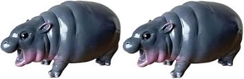 2Pcs Baby Moo Deng Ornament Cute Charm 3D Resin Hippo Creative Decorative Hanging Wall Decor for Desk Car Rearview Mirror Accessories Living Room Bedroom Statue