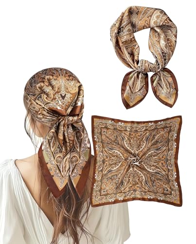 Elegante design marrone: questo foulard alla moda colpisce per la sua calda tonalità marrone e il motivo classico. La combinazione di colori intramontabile è versatile e aggiunge istantaneamente eleganza e raffinatezza a qualsiasi outfit.
