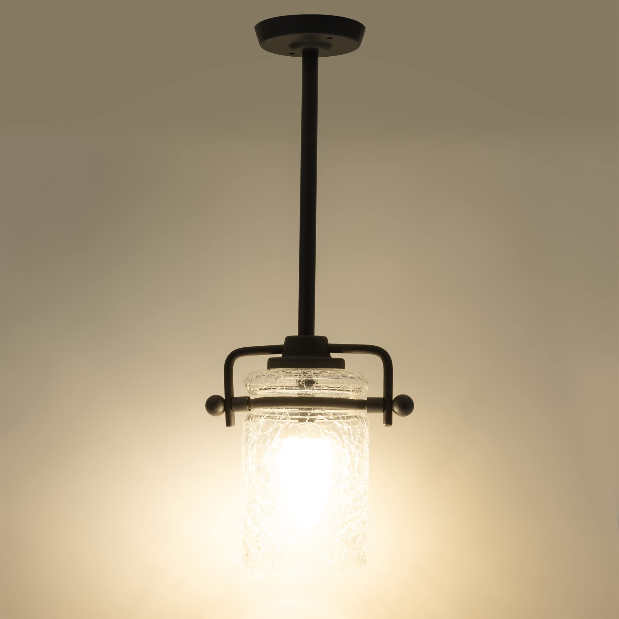 RecPro RV 12V Ceiling Mounted Pendant Light with Crackle Glass