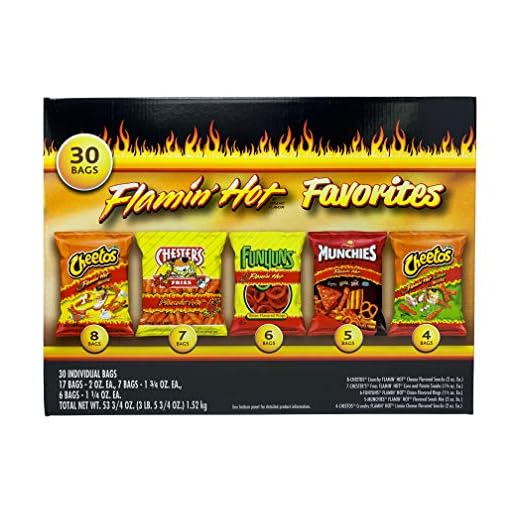 Frito Lay Flaming Hot Favorites Cheetos, Chester's, Funyuns, Munchies 30 Bags